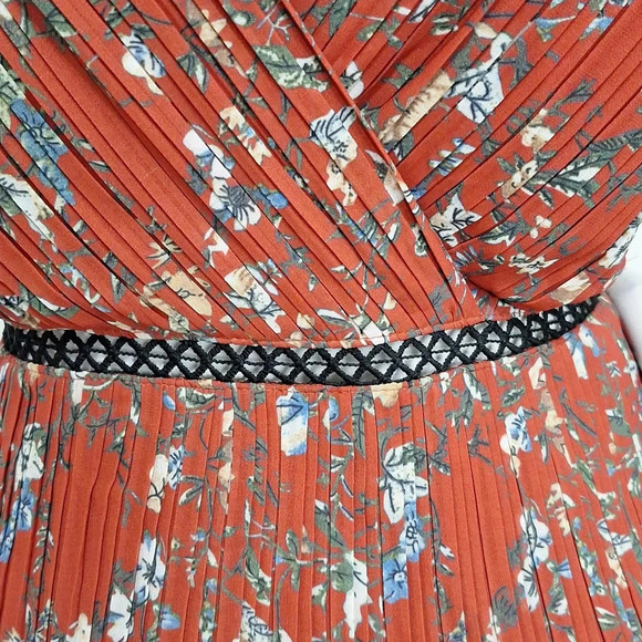 Lulus Such Sophistication Cottagecore Floral Print Pleated Bohemian Maxi Dress M - Picture 8 of 12